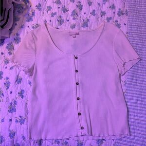 Women's Ribbed Button-Down Top - Lavender